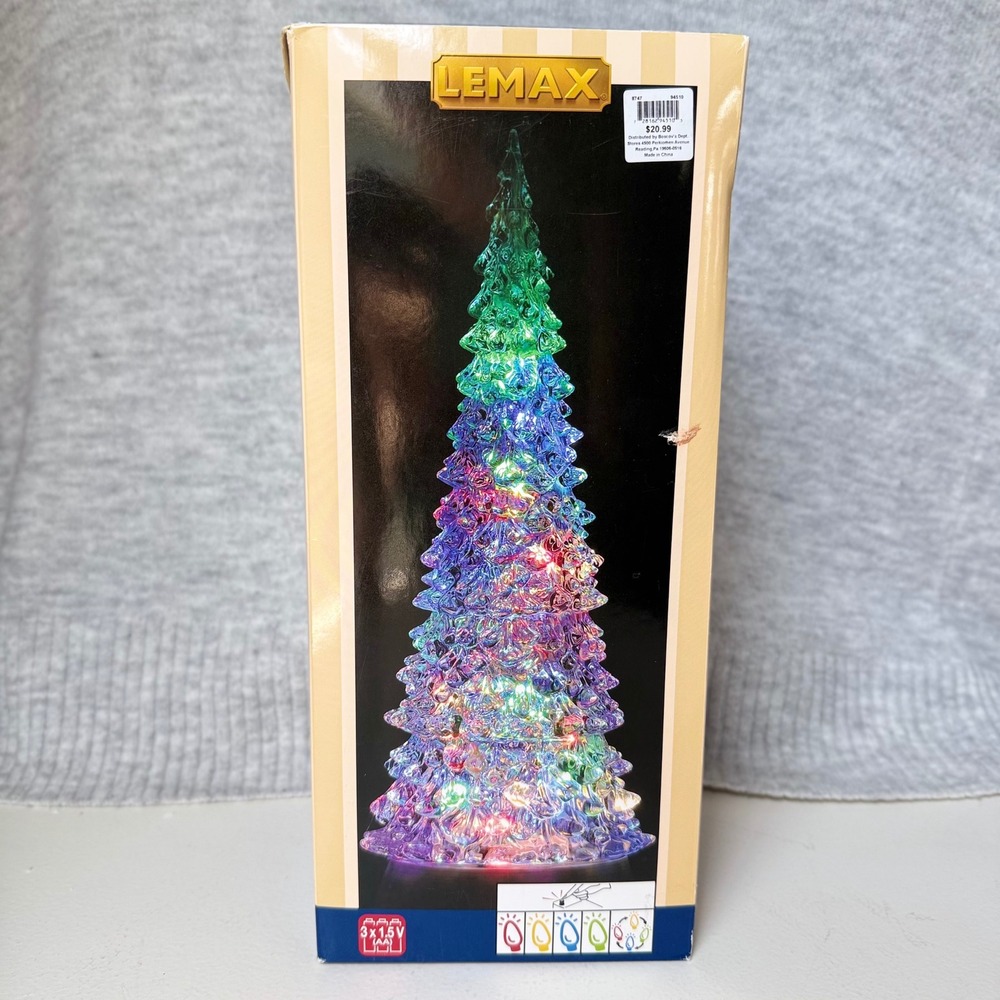 Lemax Color Changing LED Christmas Tree Tabletop Decor Battery Operated 94510